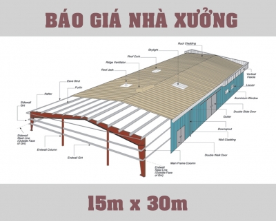 Báo giá xây dựng nhà xưởng kích thước 15x30m