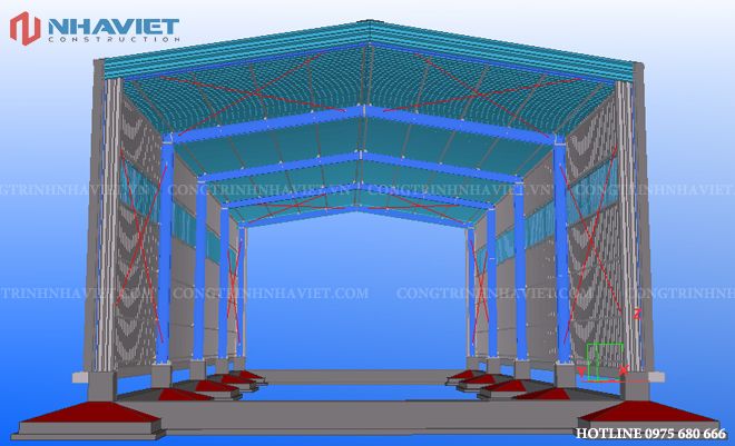 Mô hình 3d nhà khung thép kết cấu thép