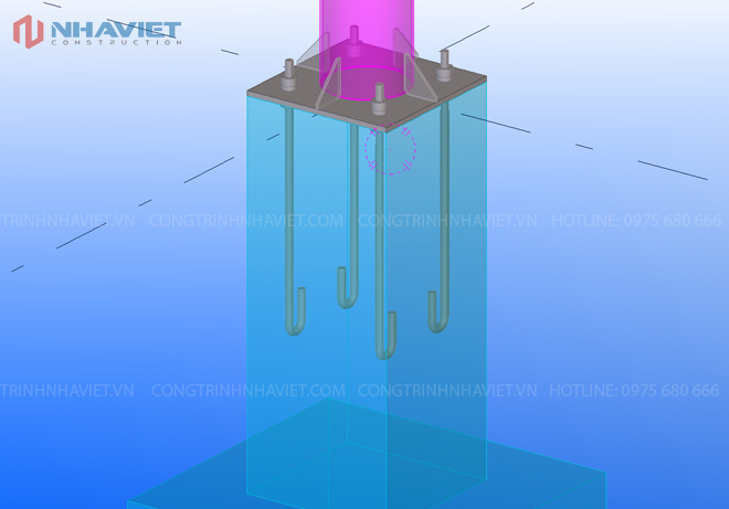 Liên kết cột với móng 2